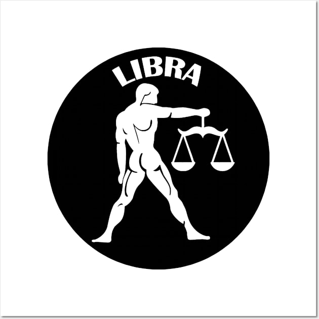 Libra Astrology Zodiac Sign - Libra Man Holding Scales of Justice - White and Black Wall Art by CDC Gold Designs